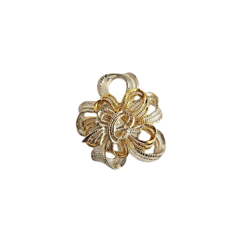 Vintage Silver and Gold tone Wreath Bow Brooch